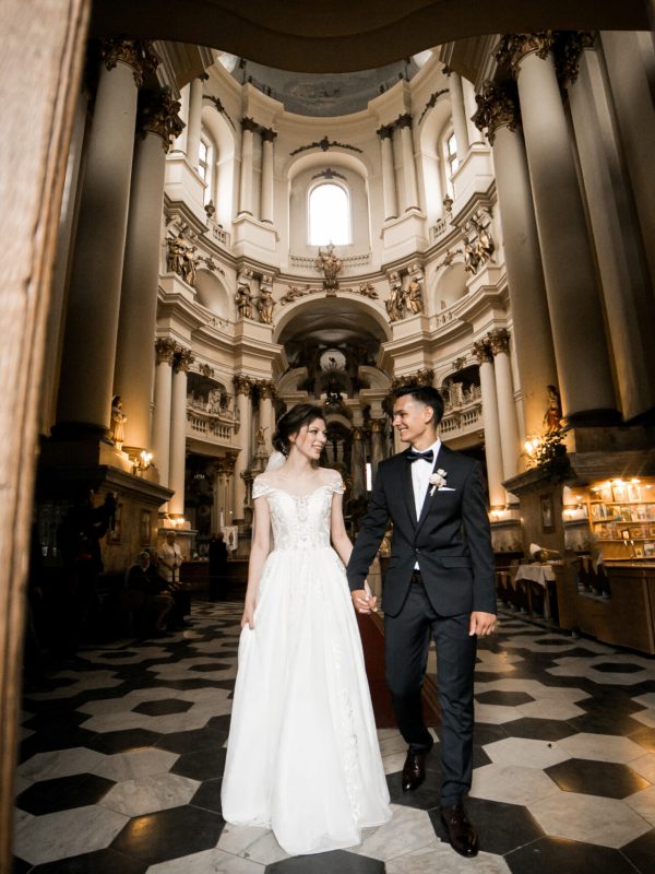 Wedding couple in church